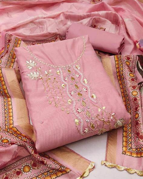 Women Embellished Unstitched Dress Material Price in India