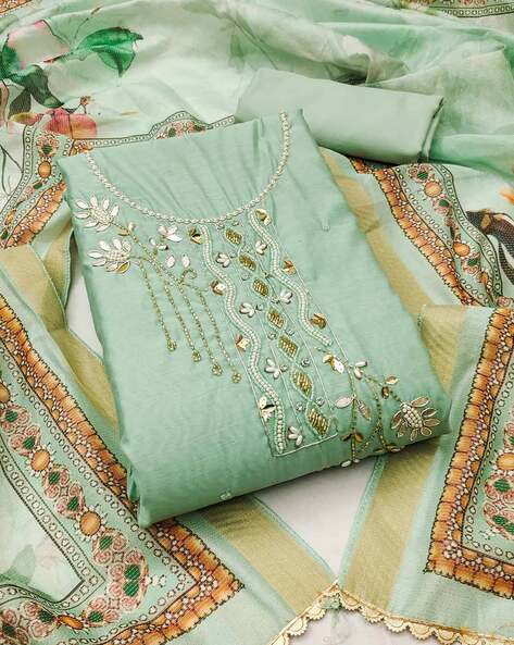 Women Embellished Unstitched Dress Material Price in India