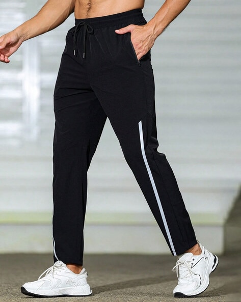 Men Straight Track Pants with Insert Pockets