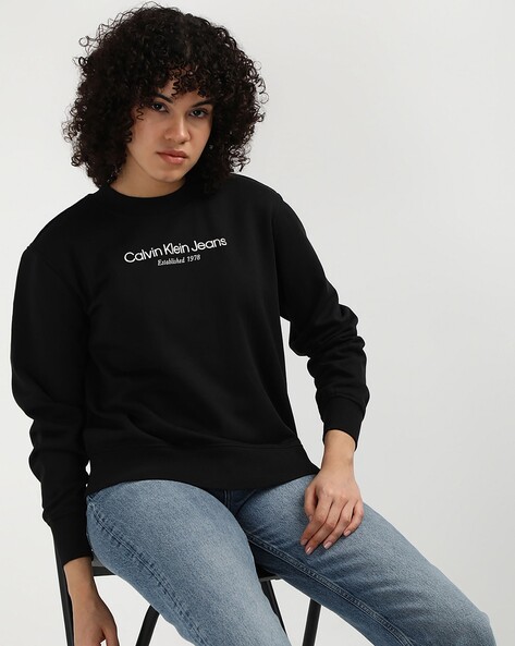 Calvin klein black sweatshirt womens best sale