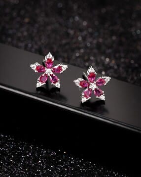 Women Sterling Silver Stone-Studded Stud Earrings-image-15