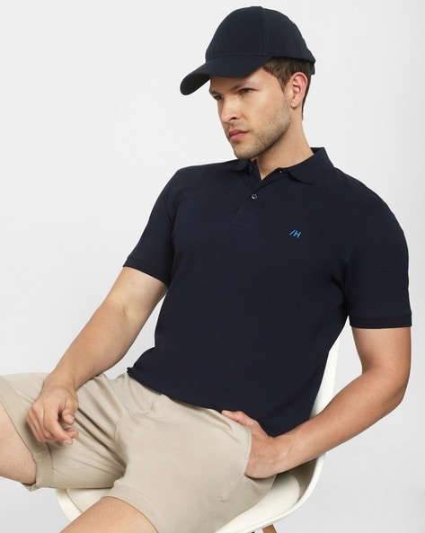 Men Regular Fit Polo T-Shirt with Logo Embroidery