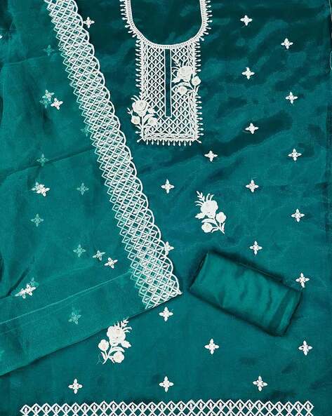 Women Embroidered Unstitched Dress Material Price in India