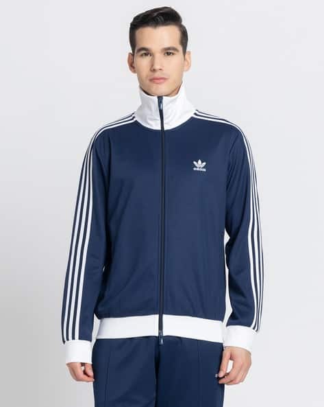 Men Striped Regular Fit Track Jacket