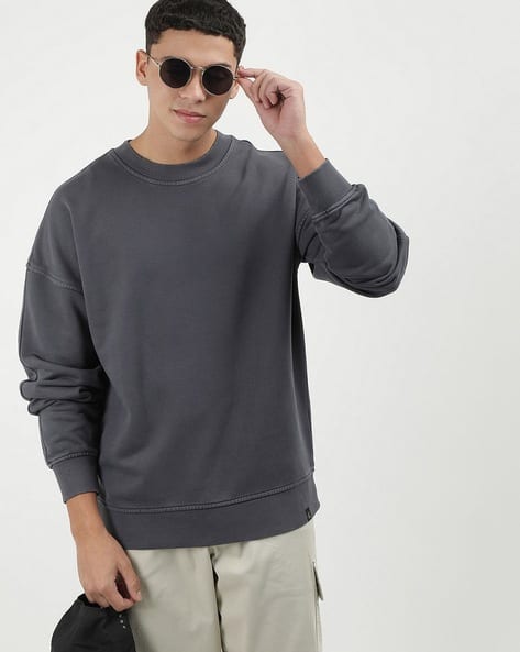 Men Relaxed Fit Crew-Neck Sweatshirt