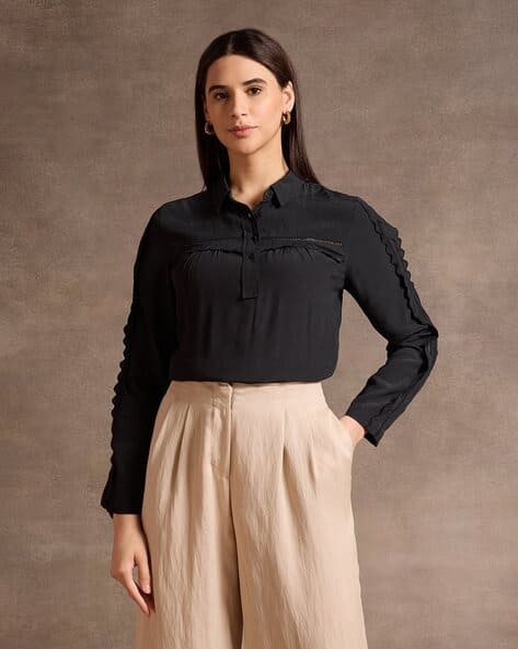 U.S. Polo Assn. Women Regular Fit Top with Ruffles