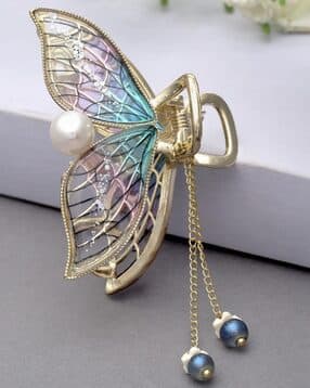 vogue panash Women Gold-Plated Pearl-Studded Hair Clip-picture-11