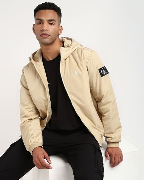 Klein Quilted Calvin Klein Beige Coat Men Quilted Harrington