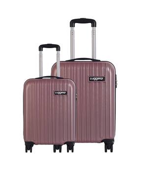 Set of Men Striped Trolley Bags with Number Lock