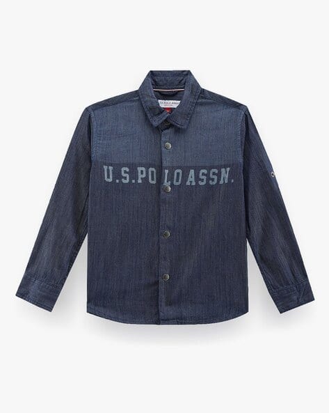 U.S. Polo Assn. Boys Brand Print Regular Fit Denim Shirt