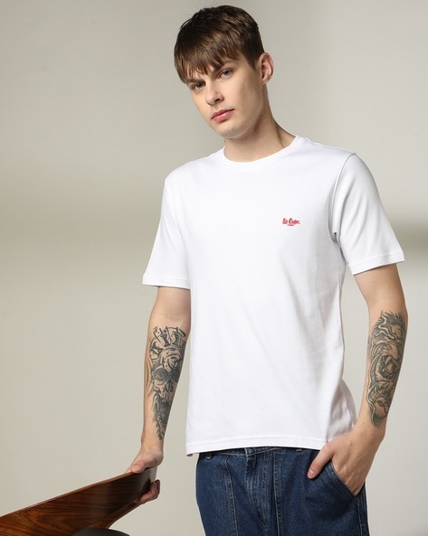 Men Regular Fit Crew-Neck T-Shirt with Logo Print