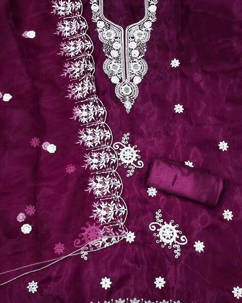 Women Embroidered Unstitched Dress Material Price in India