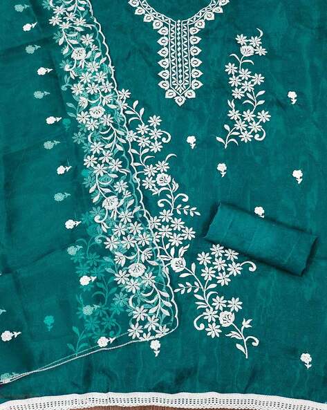 Women Embroidered Unstitched Dress Material Price in India