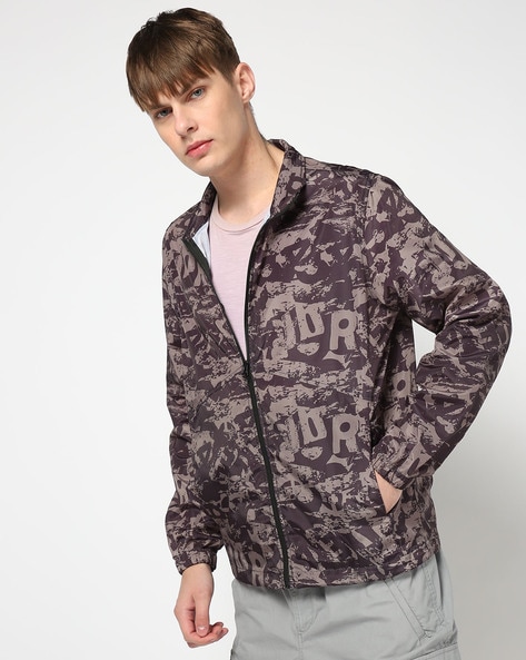 Men Printed Regular Fit Windcheater Jacket