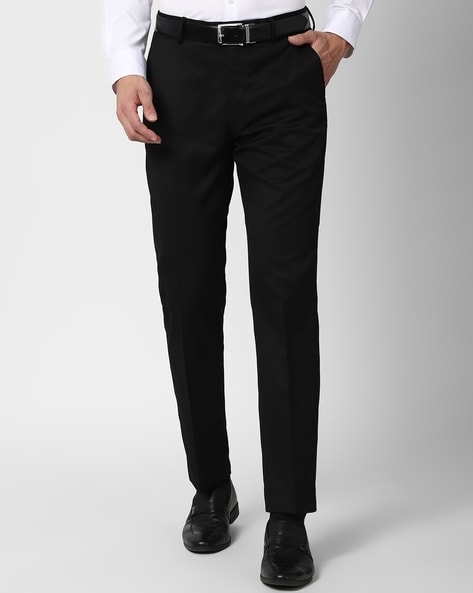 Men Slim Fit Flat-Front Trousers