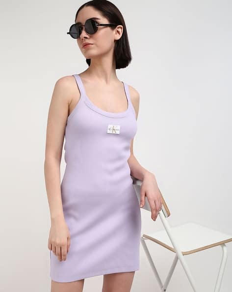 strapless open back dress CALVIN KLEIN Colorblock Sheath Dress Orange & Purple w/ Belt Midi Size –  Periwinkle Packages main image 1