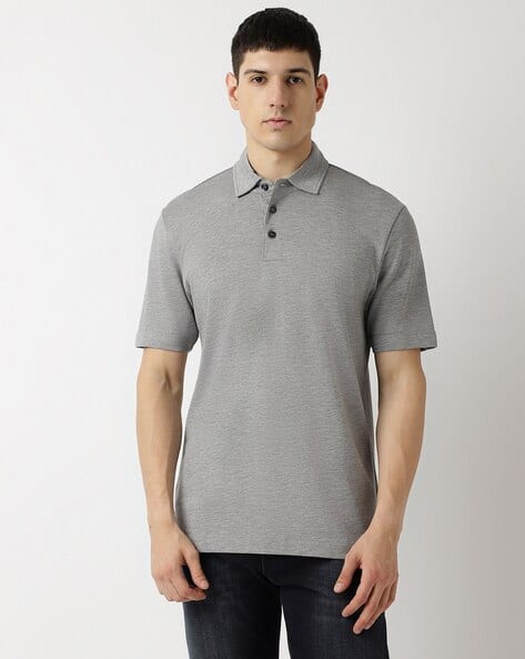 Logo Detail Oxford Cotton Pique Regular Fit Polo T-Shirt