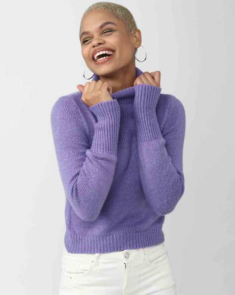 Women Ribbed Turtleneck Pullover