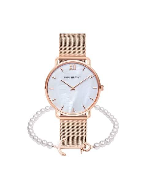 Zegarek Uhr Grand Atlantic White Sand RosÃ©gold Mesh Modest White