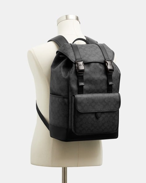 Buy Coach Signature Canvas League Flap Medium Backpack | Charcoal