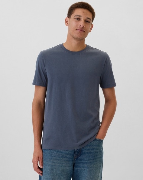 Grey blue men's T-shirt top crewneck orders