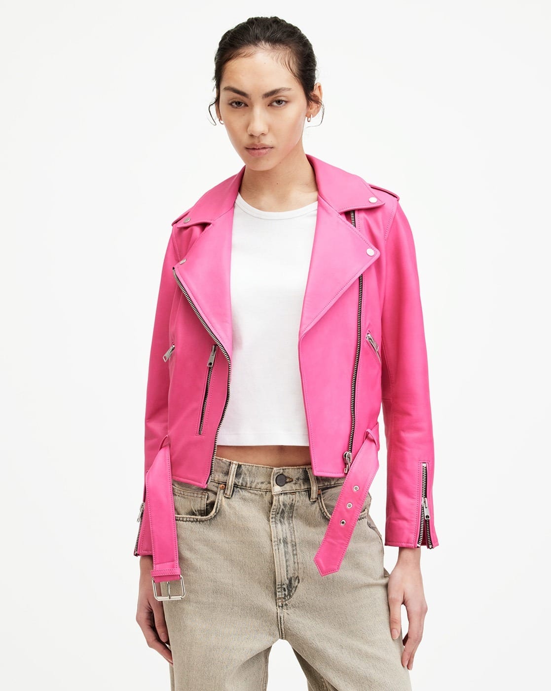 Buy ALL SAINTS Women Balfern Regular Fit Leather Biker Jacket