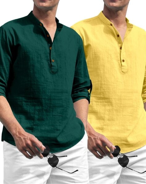 Men Pack of 2 Regular Fit Short Kurtas