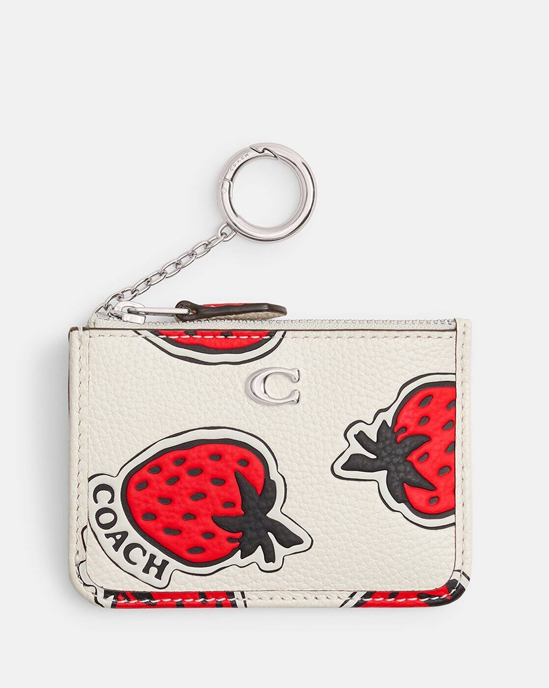 Buy Coach Mini Skinny Strawberry Print ID Case | White & Red Color