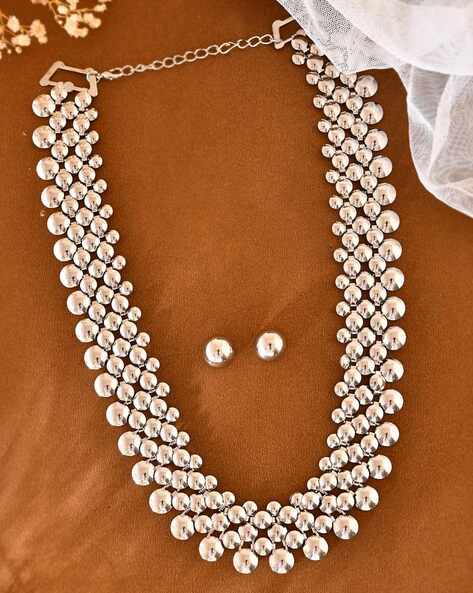 VALLEY OF JEWELLERY (VOJ) Women Silver-Plated Necklace & Earrings Set