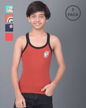 dollar bigboss Boys Pack of 5 Cotton Sleeveless Vests-picture-12