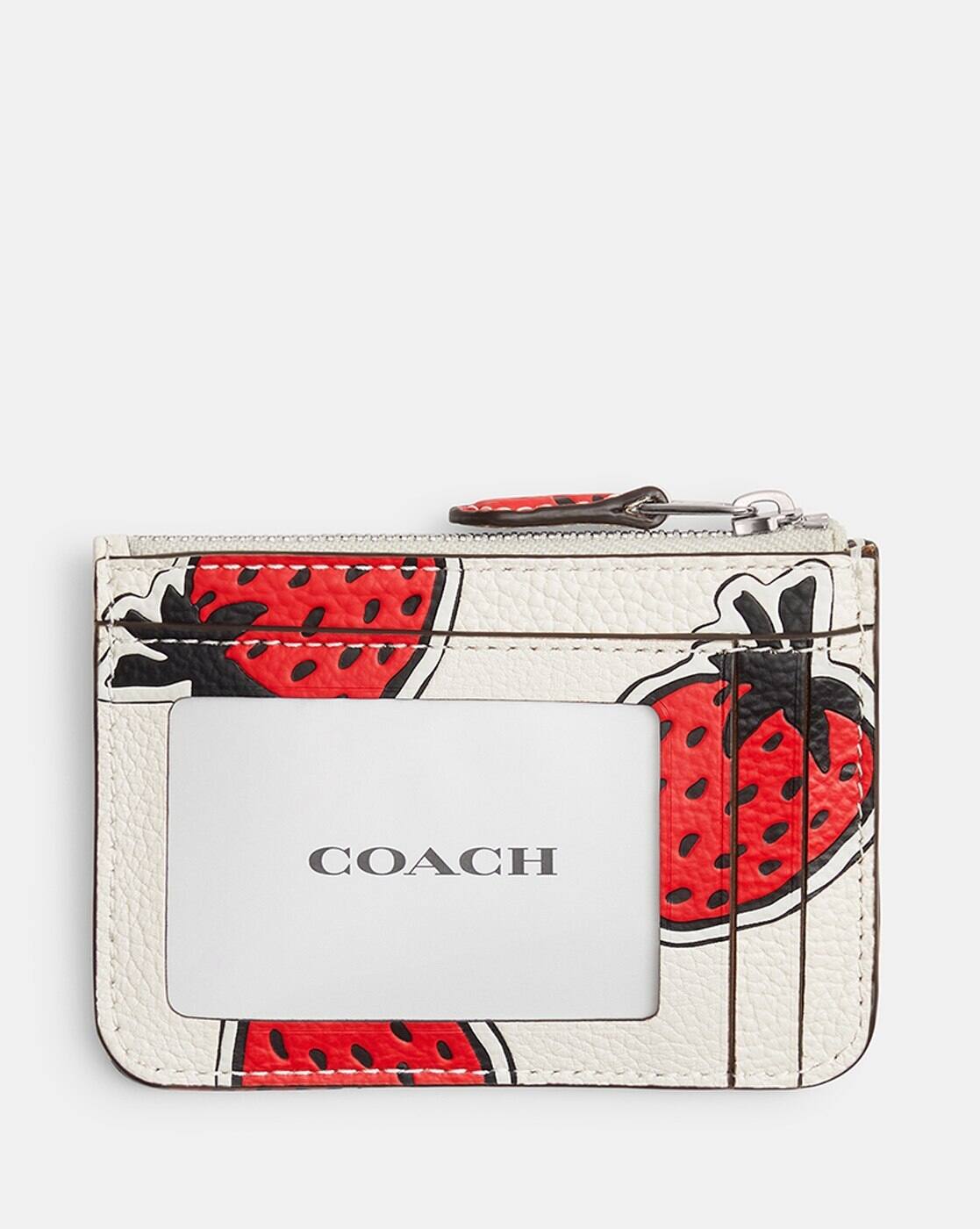 Buy Coach Mini Skinny Strawberry Print ID Case | White & Red Color