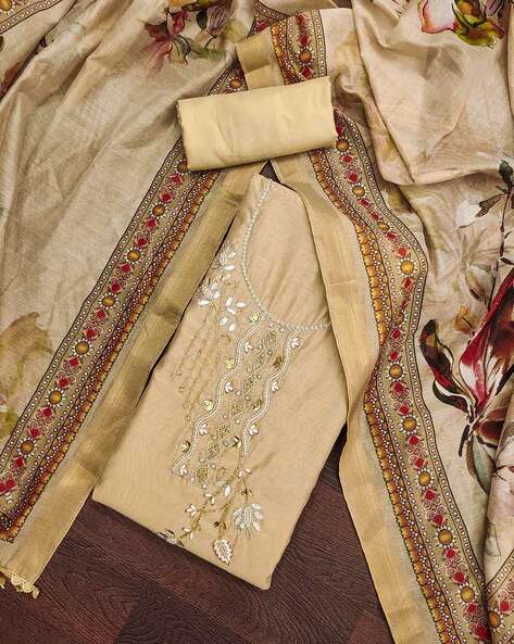 Women Embellished Unstitched Dress Material Price in India