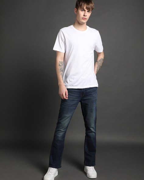 Men Mid-Wash Bootcut Jeans