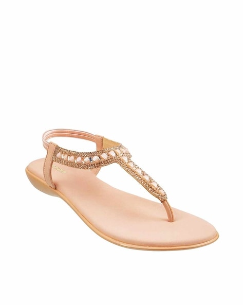 Mochi Women Embellished T-Strap Sandals