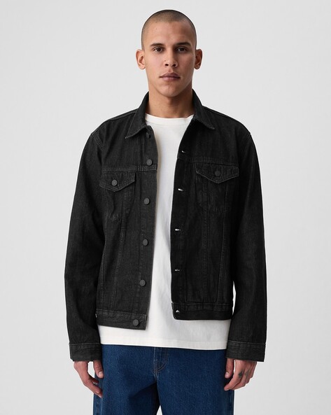 Gap mens black denim jacket on sale