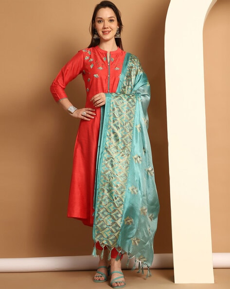 Women Embroidered Anarkali Kurta Set Price in India