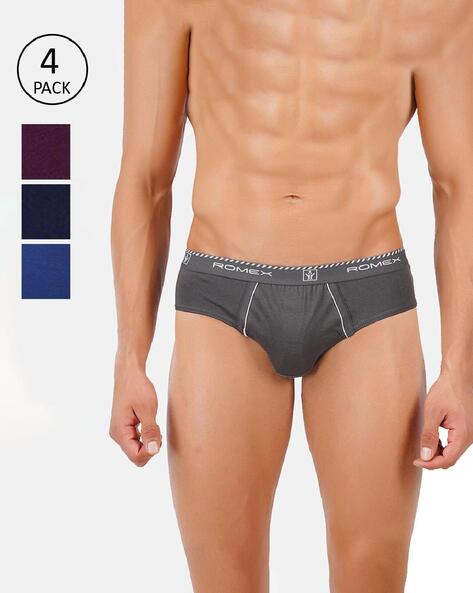 Men Pack of 4 Cotton Briefs with Logo Waistband