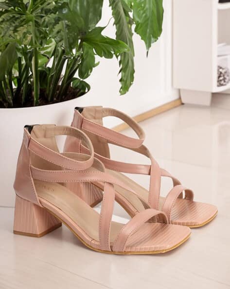 Buy Peach Heeled Sandals for Women by AlwaysIconics Online