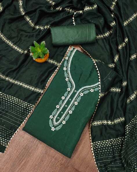 Women Embroidered Unstitched Dress Material Price in India