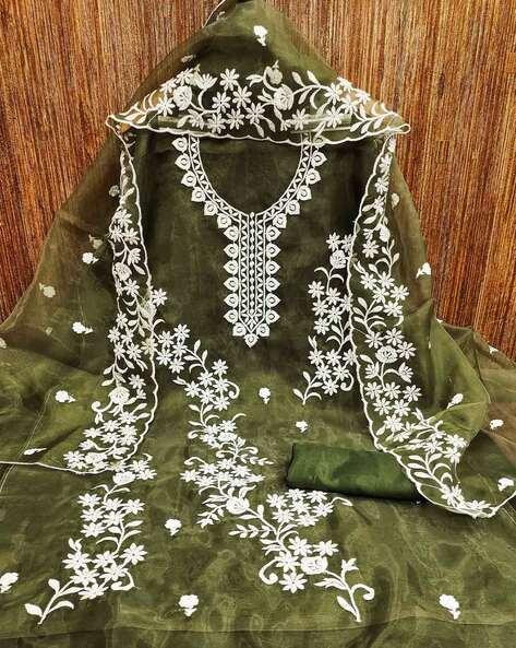 Women Embroidered Unstitched Dress Material Price in India