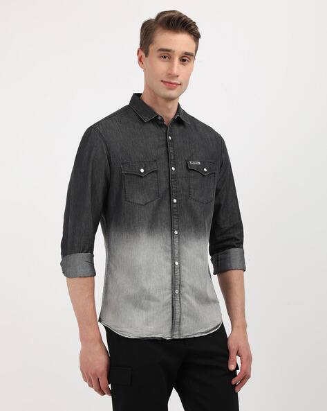 Price History of INDO Cotton Men Washed Slim Fit Denim Shirt with