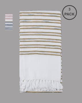 Set of 3 Striped Bath Towels 59" x 29"-image-7