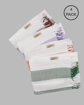 ramraj cotton Pack of 4 Geometric Print Bath Towel-picture-14