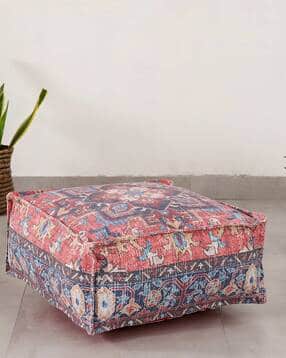 Printed Cotton Floor Ottoman with Filling-image-34