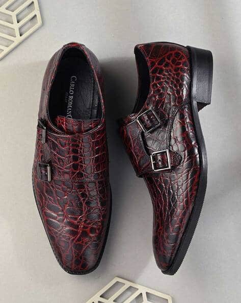 CARLO ROMANO Men Croc-Embossed Round-Toe Monks