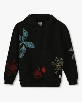 Boys Floral Embroidered Oversized Hoodie-image-10