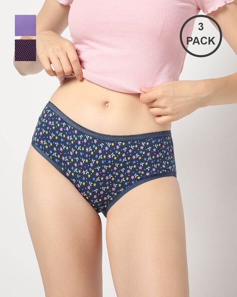 Women Pack of 3 Mid-Rise Hipster Panties