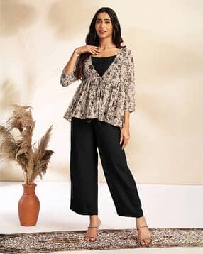janasya Women Floral Print 3-Piece Co-ord Set-picture-25
