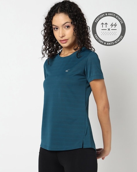 Women Striped Regular Fit Crew-Neck T-Shirt