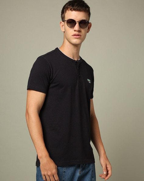 Spykar Men Slim Fit Henley T-Shirt